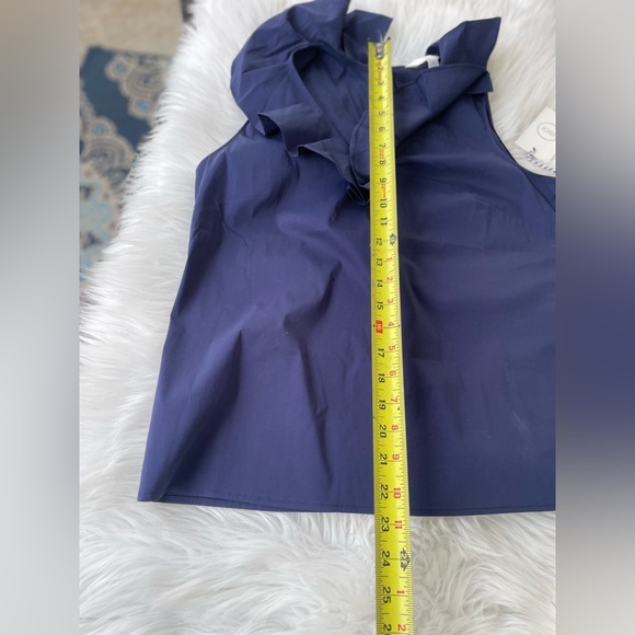 NWT  - 1901 - Nordstrom's - Women's Ruffled Blouse - Navy -  Size Medium - Picture 9 of 10